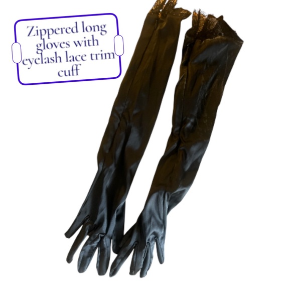 For Love & Lemons Virginia appliqué black dress w gloves NWT 🎀 - Picture 15 of 15